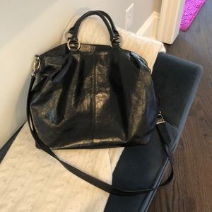 Black leather tote.  Hobo international